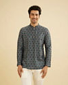 Bottle Green Jaal and Medallion Patterned Short Kurta